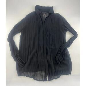 Rock & Republic Shirt Womens Extra Small Black Sheer Blouse Long Sleeve Pullover